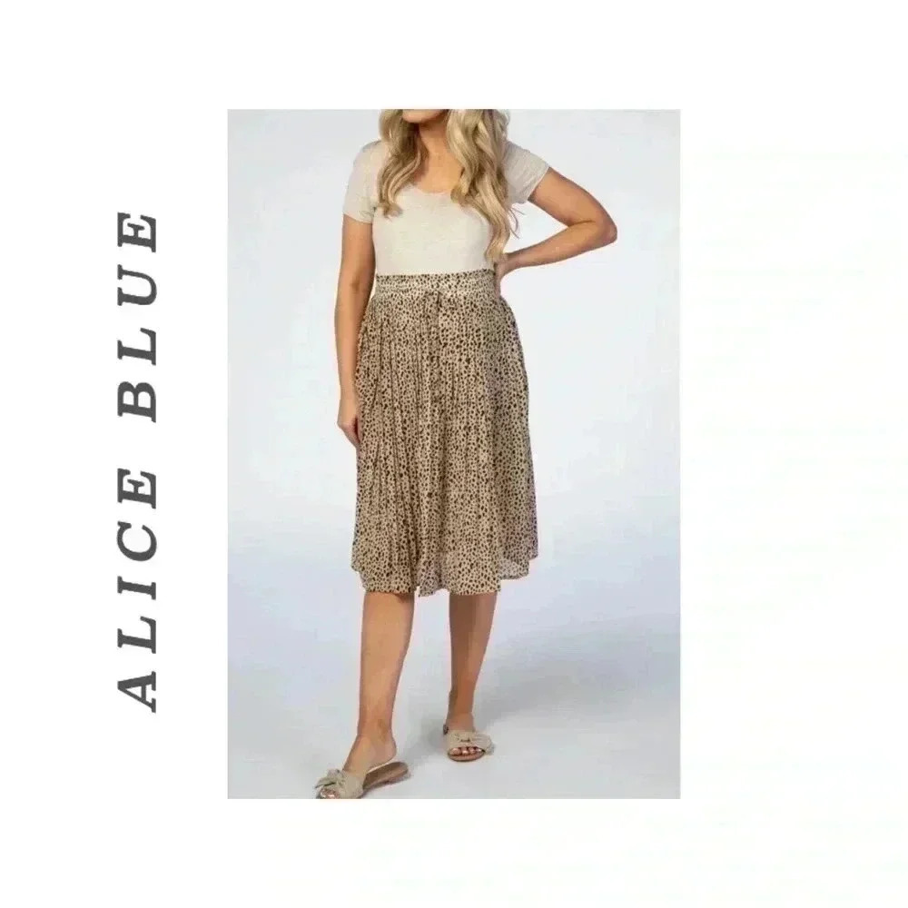 🆕Alice Blue Boho Mid High Waist Pleated Skirt XL🆕